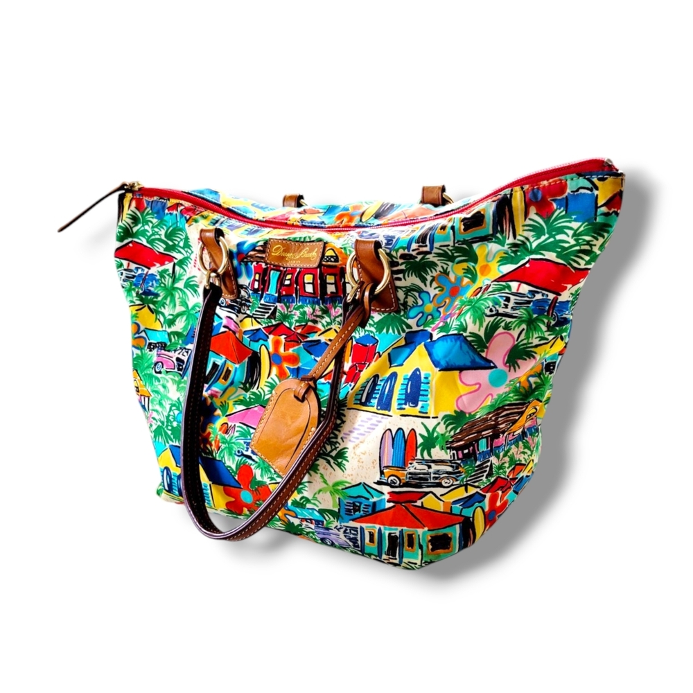 ✨️HP✨️Dooney & Bourke | Large Colorful "Sandbar" Tropical Vacation Tulip Tote - Picture 1 of 16